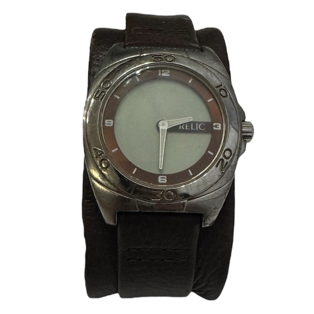 Relic Silver and Brown Wearable Watch